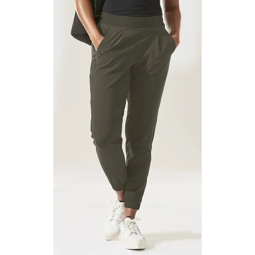 Athleta | Textured Brooklyn Jogger Green Stretch Travel Pants | Sz 8